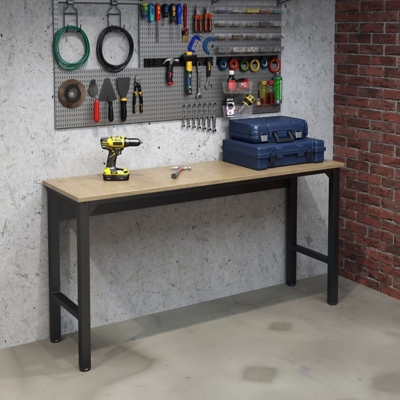 Manhattan Comfort Fortress Garage Table, Charcoal Gray, rollover