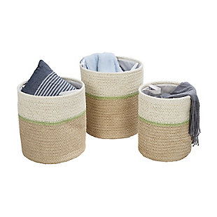 Honey-Can-Do Set of 3 Small Nesting Paper Straw Baskets with Handles, , large