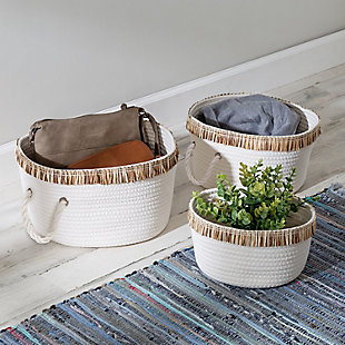 Honey-Can-Do Set of 3 Nesting Cotton Rope Baskets with Fringe, , rollover