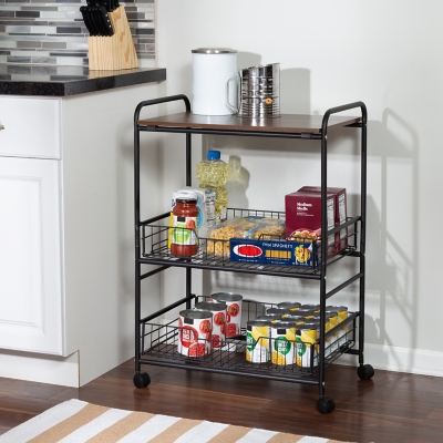 DESIGNA 3-Tier Rolling Cart, Utility Cart with Handle, Extra 3 Storage  Accessories, Removable Pegboard, Easy Assembly Craft Carts for Kitchen