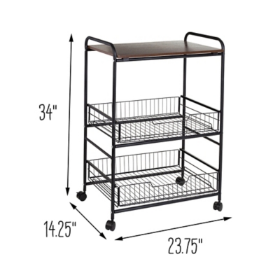 Honey-Can-Do 2-Shelf MDF Wheeled Extendable Craft Storage Cart in
