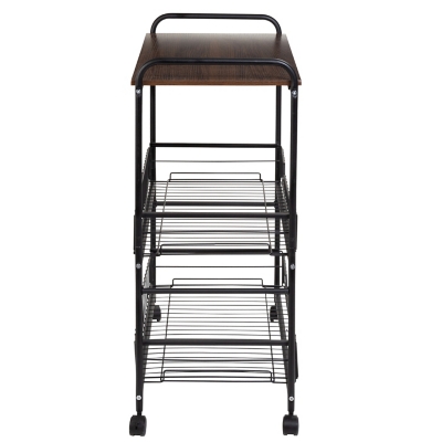 Honey Can Do Collapsible 3-Tier Metal Shelf on Wheels, Black
