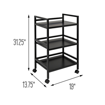 Honey Can Do Black Rolling Craft Cart with Wheels, Pegboard, Shelf, and Metal Basket