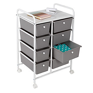 Honey-Can-Do Metal Rolling Cart with 8 Plastic Storage Drawers, , large