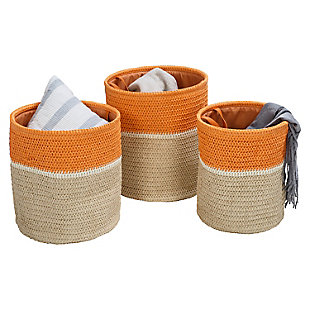 Honey-Can-Do Set of 3 Paper Straw Nesting Baskets with Handles, , large
