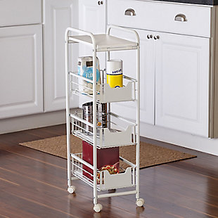 Honey-Can-Do 4-Tier Slim Rolling Cart with Drawers, , rollover