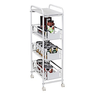 Honey-Can-Do 4-Tier Slim Rolling Cart with Drawers, , large