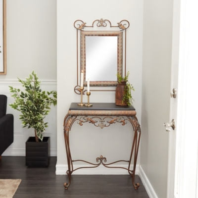 Bayberry Lane Traditional Console Table with Mirror, Bronze