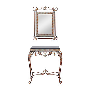 Bayberry Lane Bronze Metal Traditional Console Table with Mirror Set of 2 32", 32"H, , large