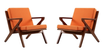 Manhattan Comfort Martelle Accent Chair (Set Of 2), Orange/Amber, large