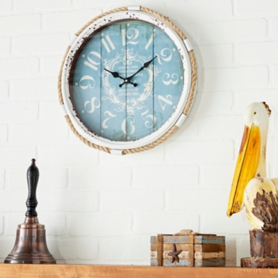 A600074985 Bayberry Lane Wall Clock with Rope Accents, Blue sku A600074985