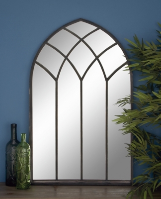 Bayberry Lane Arched Window Design Mirror, Black