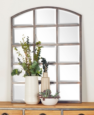 Bayberry Lane Window Pane Inspired Wall Mirror with Arched Top 30"W X 40"H, , large