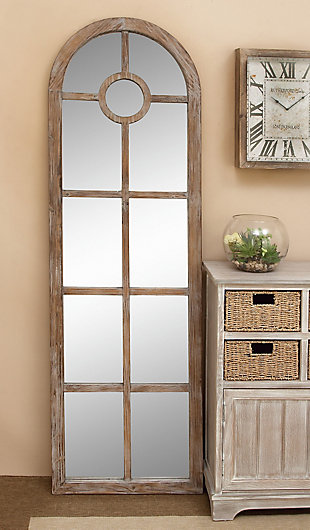 Bayberry Lane Window Pane Inspired Wall Mirror with Arched Top 23"W X 72"H, , rollover