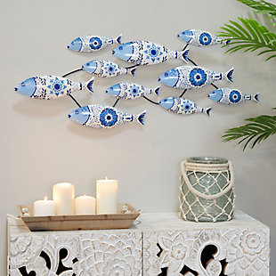 Bayberry Lane Blue Metal Fish Wall Decor 37", , rollover