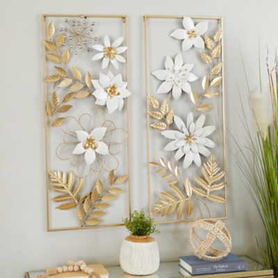 A600075499 Bayberry Lane Floral Wall Decor (Set of 2), Gold sku A600075499