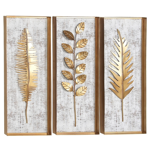 Bayberry Lane Leaf Framed 3D Wall Decor (Set of 3)