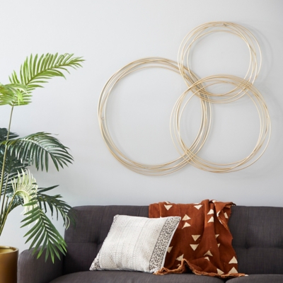 CosmoLiving by Cosmopolitan Overlapping Ring Plate Wall Decor, Gold