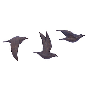 Bayberry Lane Bird 3D Sculpted Wall Decor (Set of 3), Brown, large
