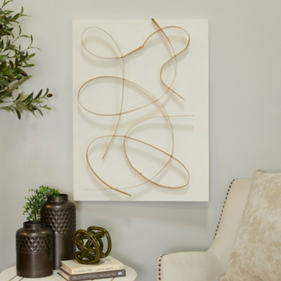 CosmoLiving by Cosmopolitan Overlapping Lines Abstract Wall Decor 24"W X 32"H, White, large