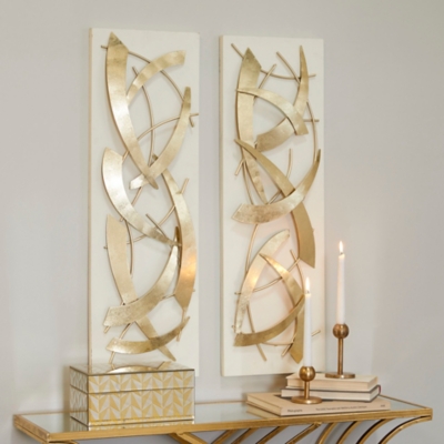 Bayberry Lane Abstract Wall Decor Set of 2 12 W X 36H, White