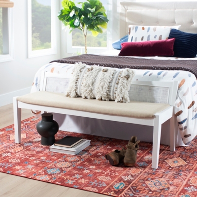 Linon Pacey Low Back Bench, White, rollover