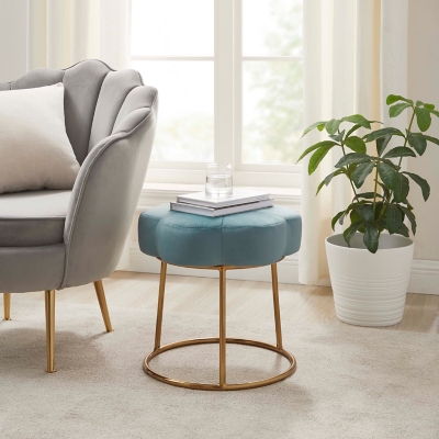 Linon Sadie Stool Ottoman, Gold