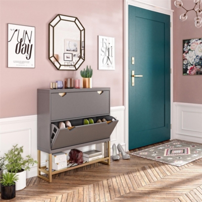 Brielle White Entryway Shoe Storage