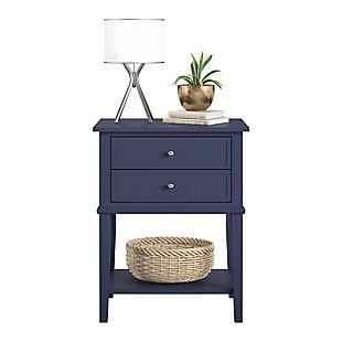 Ameriwood Home Cottage Hill Accent Table with 2 Drawers, Navy, large