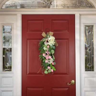 National Tree Company 26" Hydrangeas, Tulips and Eucalyptus Swag, , rollover