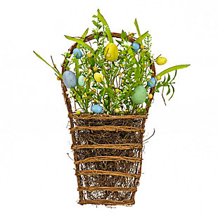 National Tree Company Spring Flowers and Eggs Wall Basket, , large