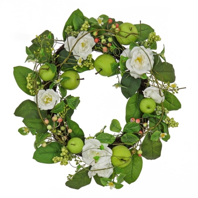 National Tree Company 24" Rose and Apples Wreath, , large