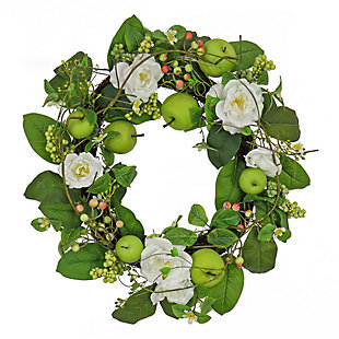 National Tree Company 24" Rose and Apples Wreath, , large