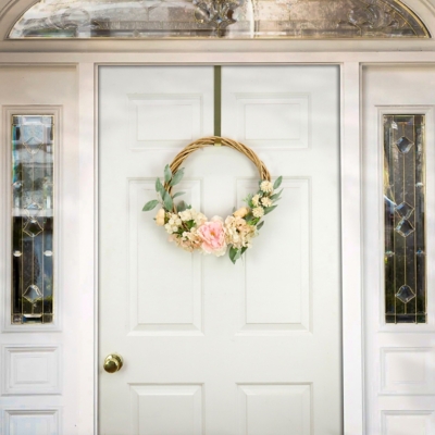 National Tree Company 19" Wild Rose and Peony Flowers Hoop Wreath, , rollover