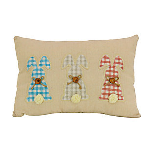 National Tree Company Plaid Bunnies Easter Pillow, , large