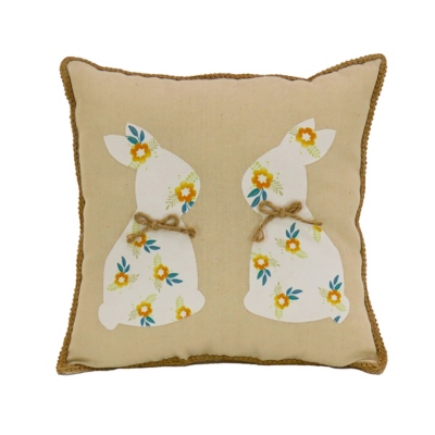 National Tree Company Floral Bunny Easter Pillow, , large