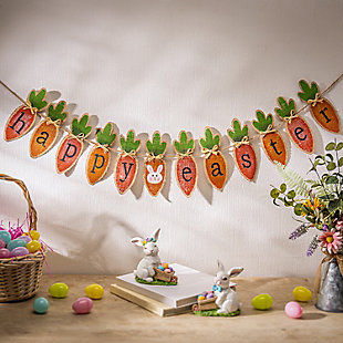 GIL Happy Easter Hanging Garland with Carrot and Bunny Design, , rollover