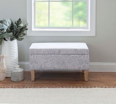 Linon Stephanie Stone Upholstered Storage Ottoman, Rustic Gray