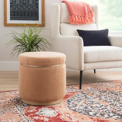 A600077244 Linon Bridget Storage Ottoman, Tan sku A600077244