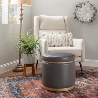 Linon Bridget Storage Ottoman, Gray Wash, rollover