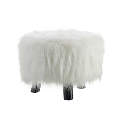 Linon Faux Fur Ottoman, , large