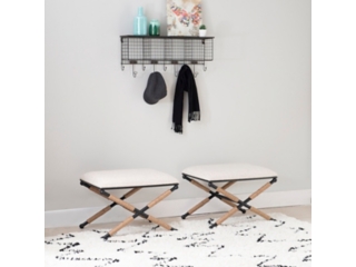 Linon Silas Campaign Accent Stool Ottoman