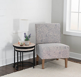 Linon Casey Upholstered Stone Slipper Accent Chair, , rollover