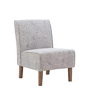 Linon Casey Upholstered Stone Slipper Accent Chair, , large