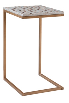 Linon Reva Capiz Fish Mosaic Accent C Table, , large