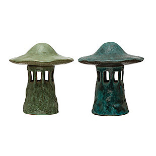 Storied Home Stoneware Mushroom Lantern with Lid Set, , large