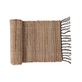 Storied Home Woven Jute Table Runner with Fringe, , large