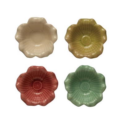 Storied Home Debossed Stoneware Flower Bowl, , large