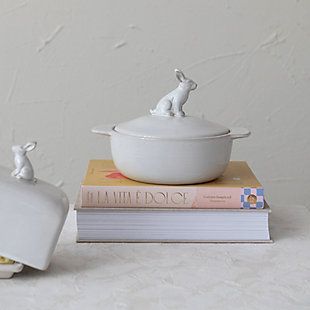 Storied Home Stoneware Rabbit Bake Pan with Lid, , rollover