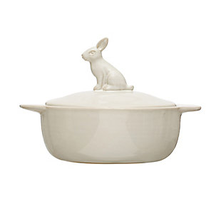 Storied Home Stoneware Rabbit Bake Pan with Lid, , large